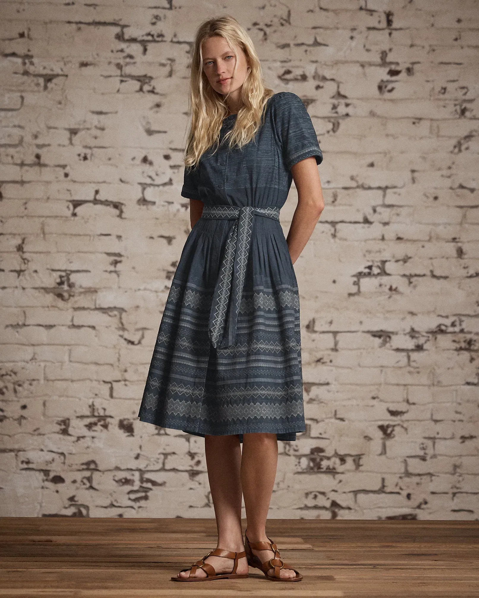 Ralph Lauren Embroidered Indigo Cotton Dress