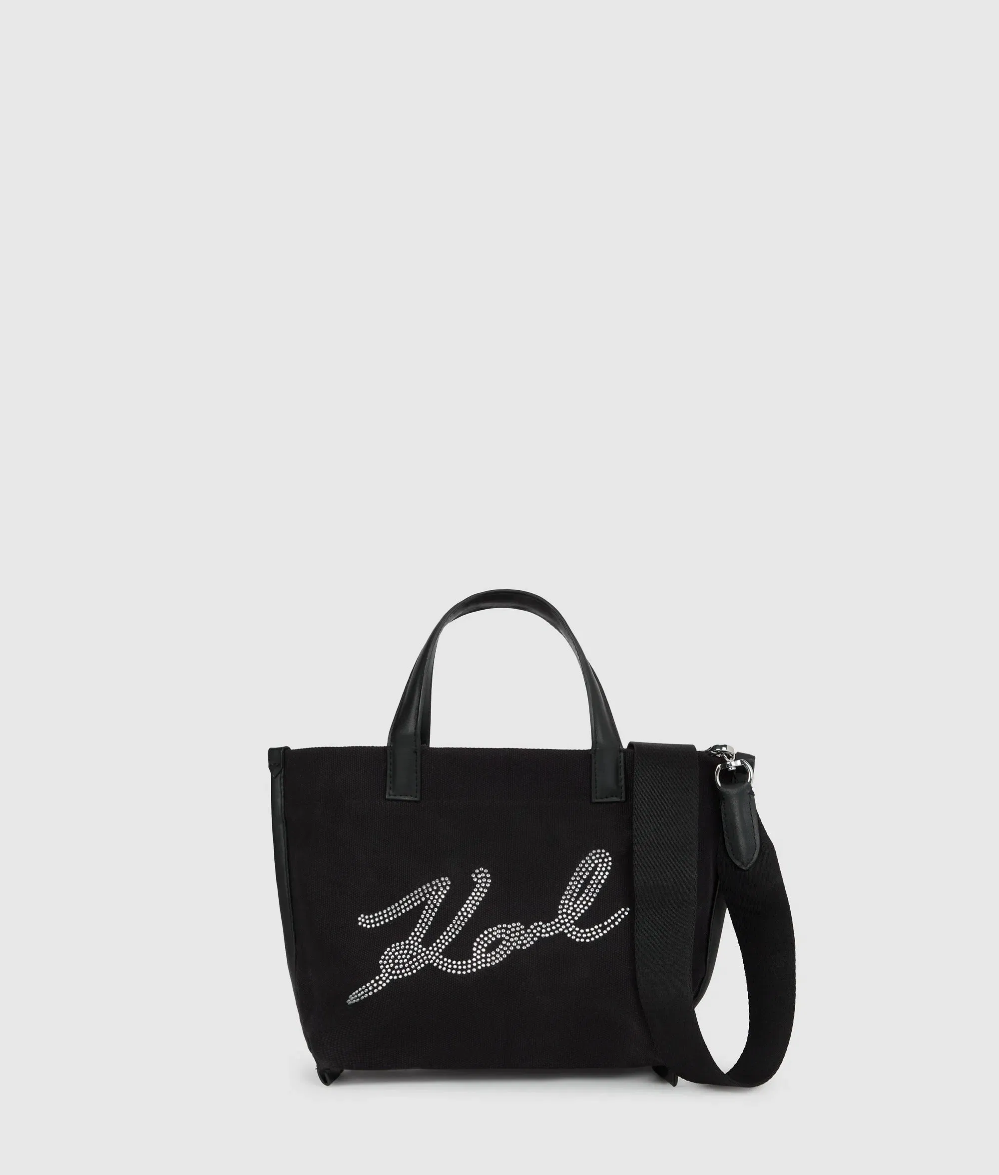 KarlLagerfeld Ksignature Mini Rhinestone Shopper Black Embellishment