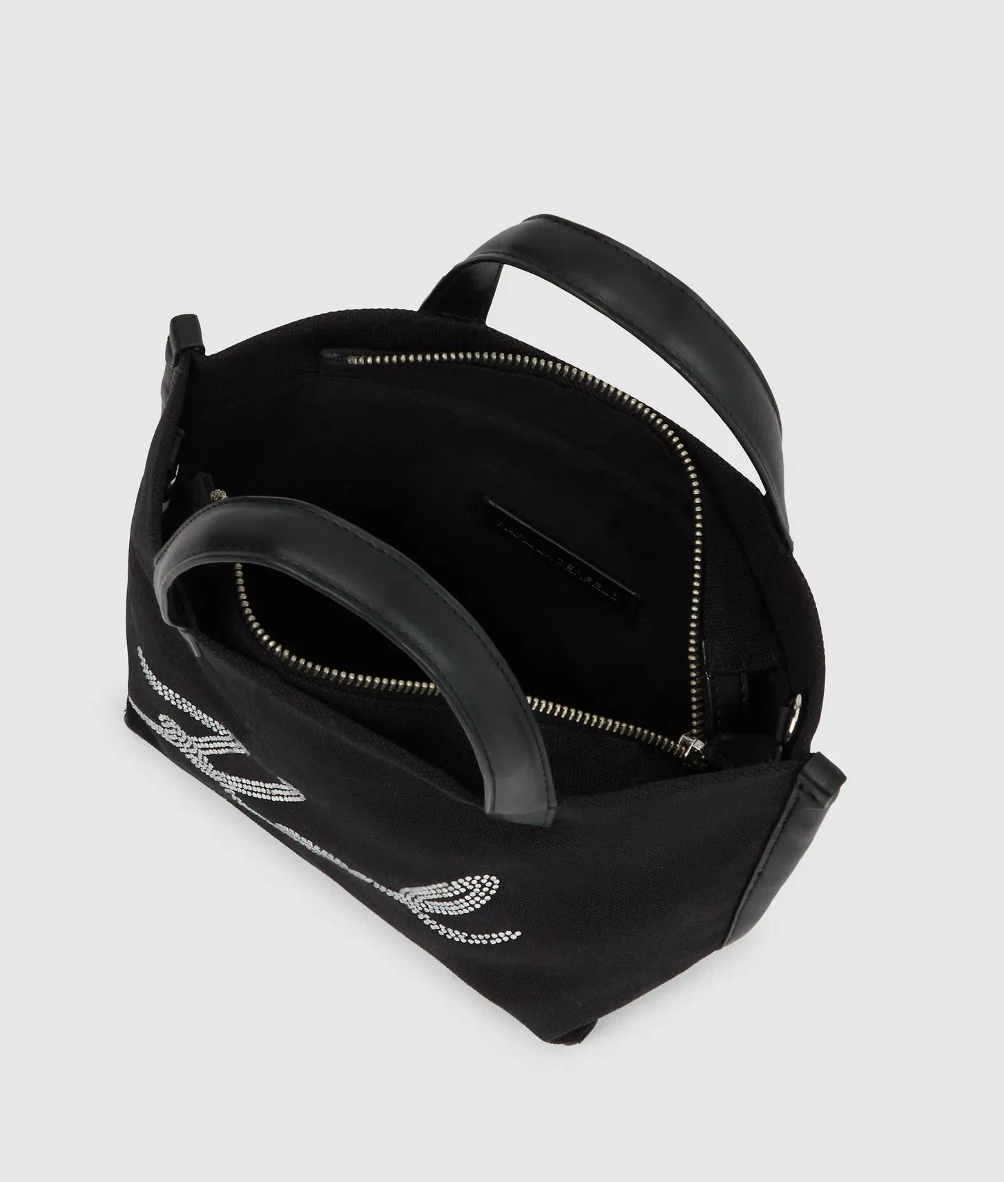 KarlLagerfeld Ksignature Mini Rhinestone Shopper Black Embellishment