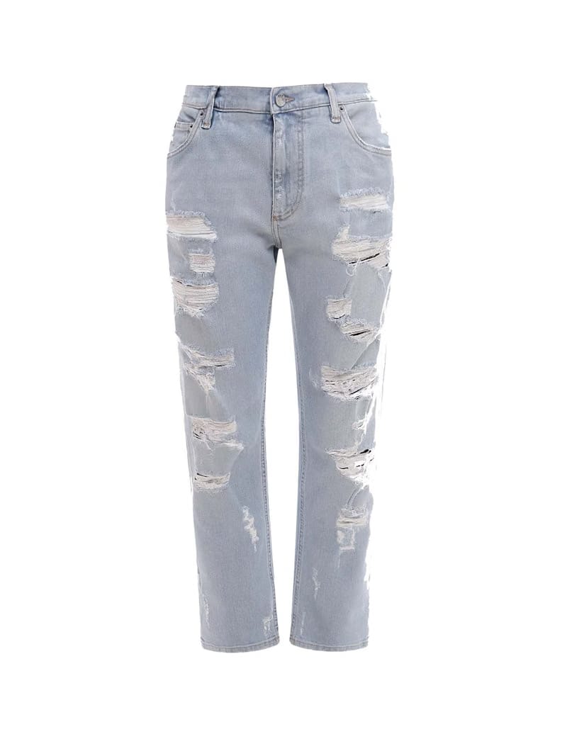 Dolce & Gabbana Man Stretch Cotton Ripped Effect Jeans Light Wash Blue