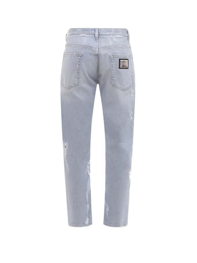 Dolce & Gabbana Man Stretch Cotton Ripped Effect Jeans Light Wash Blue