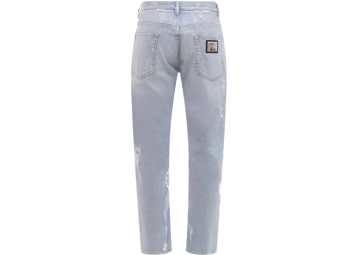 Dolce & Gabbana Man Stretch Cotton Ripped Effect Jeans Light Wash Blue