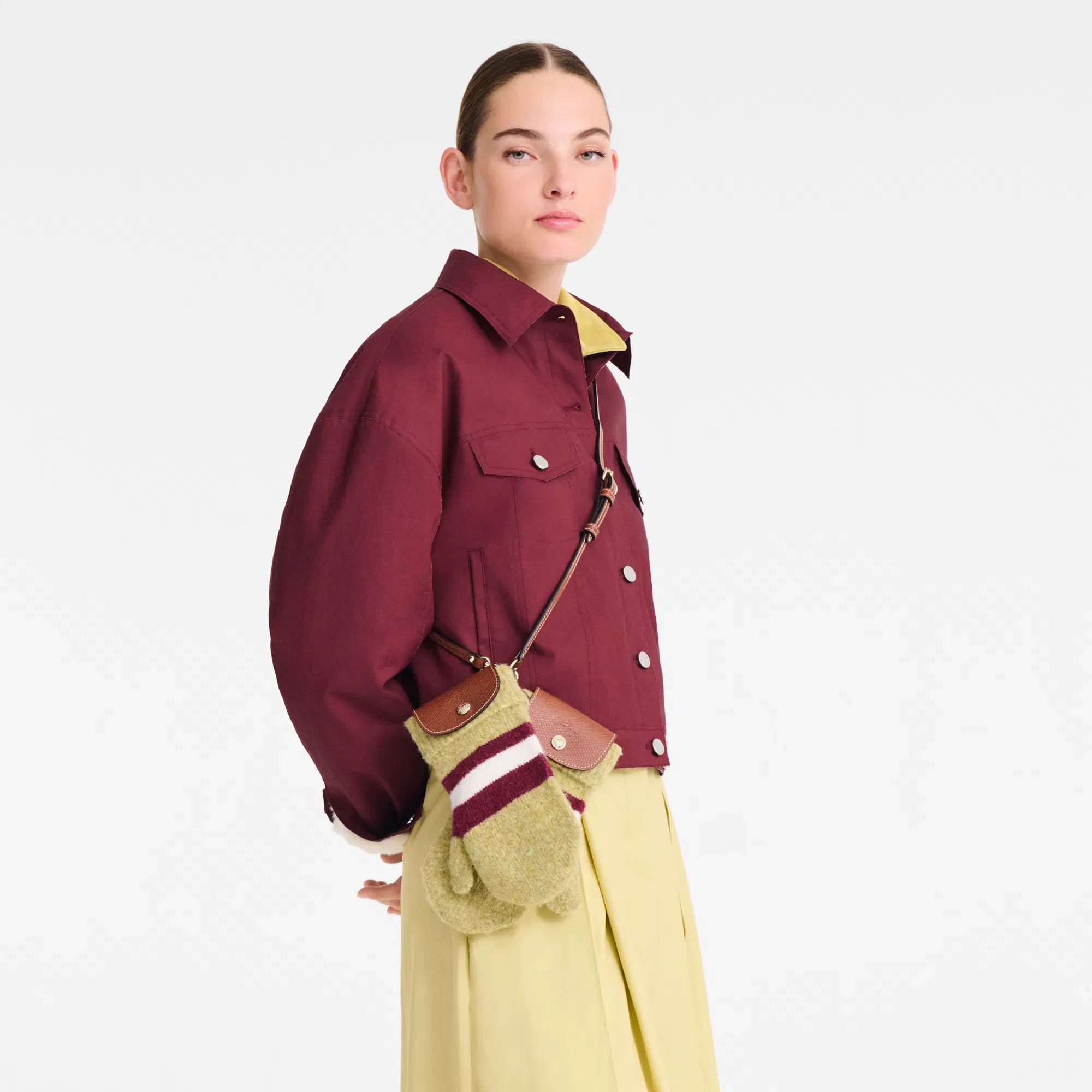 Longchamp Le Pliage Collection Mittens bag Pistachio/Burgundy