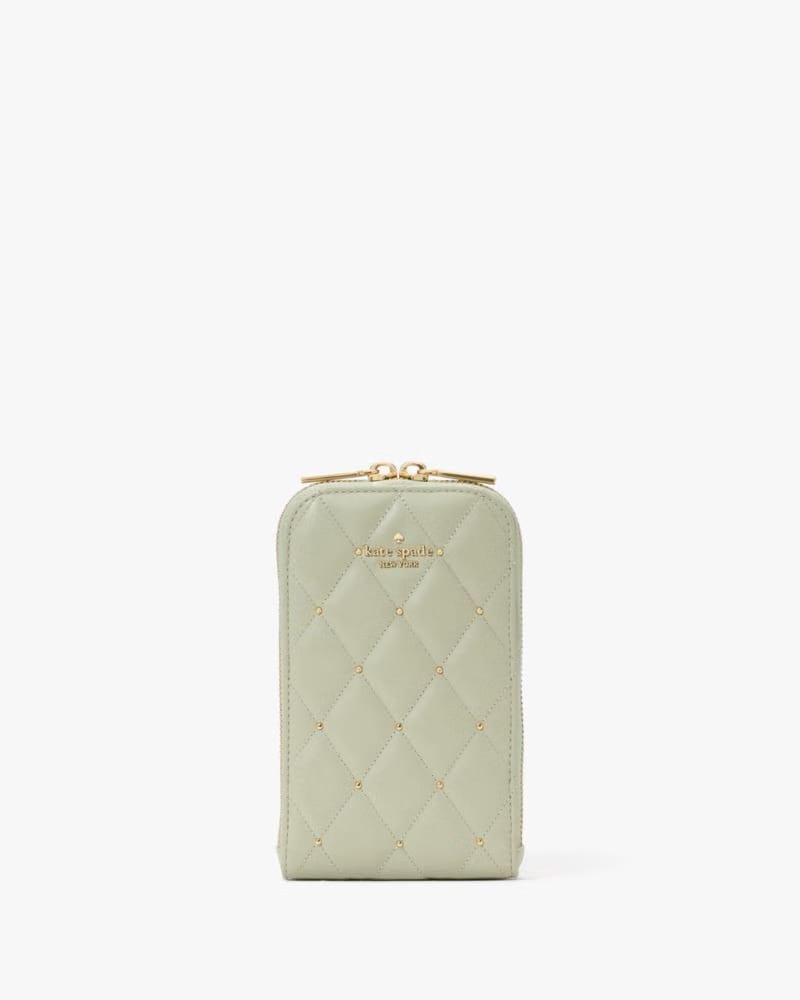 KateSpade Carey Quilted Studded Phone Chain Crossbody Sage Bundle