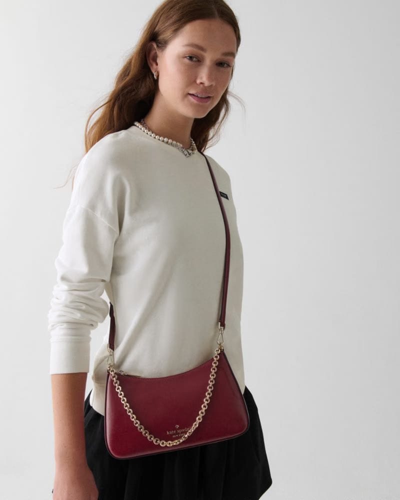 KateSpade Margot Textured Patent Leather Convertible Crossbody Red Jam