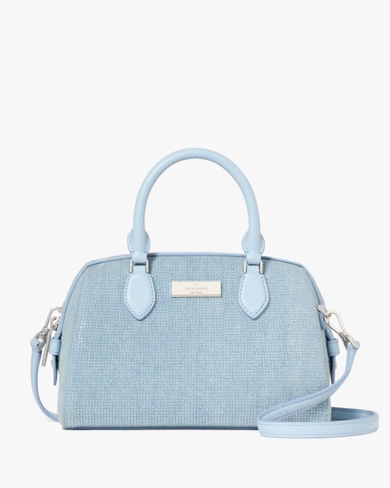 KateSpade Madison Studded Denim Small Dolly Duffle Blue Multicolor