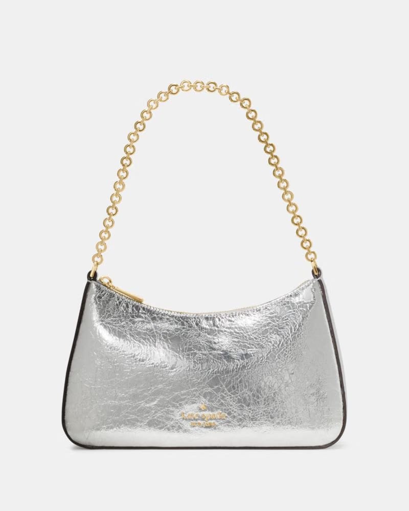 KateSpade Margot Crinkle Metallic Convertible Crossbody Silver