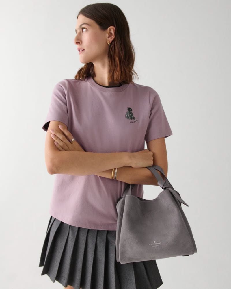 KateSpade Knott Suede Convertible Carryall Hare Grey Multi