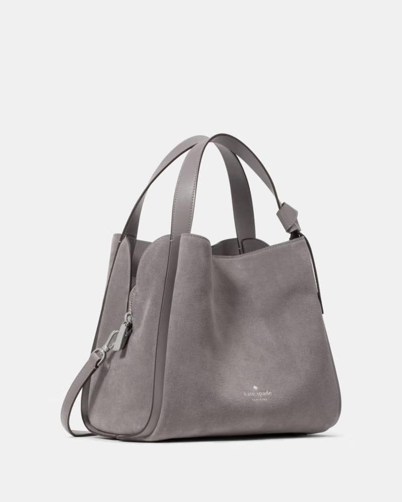 KateSpade Knott Suede Convertible Carryall Hare Grey Multi