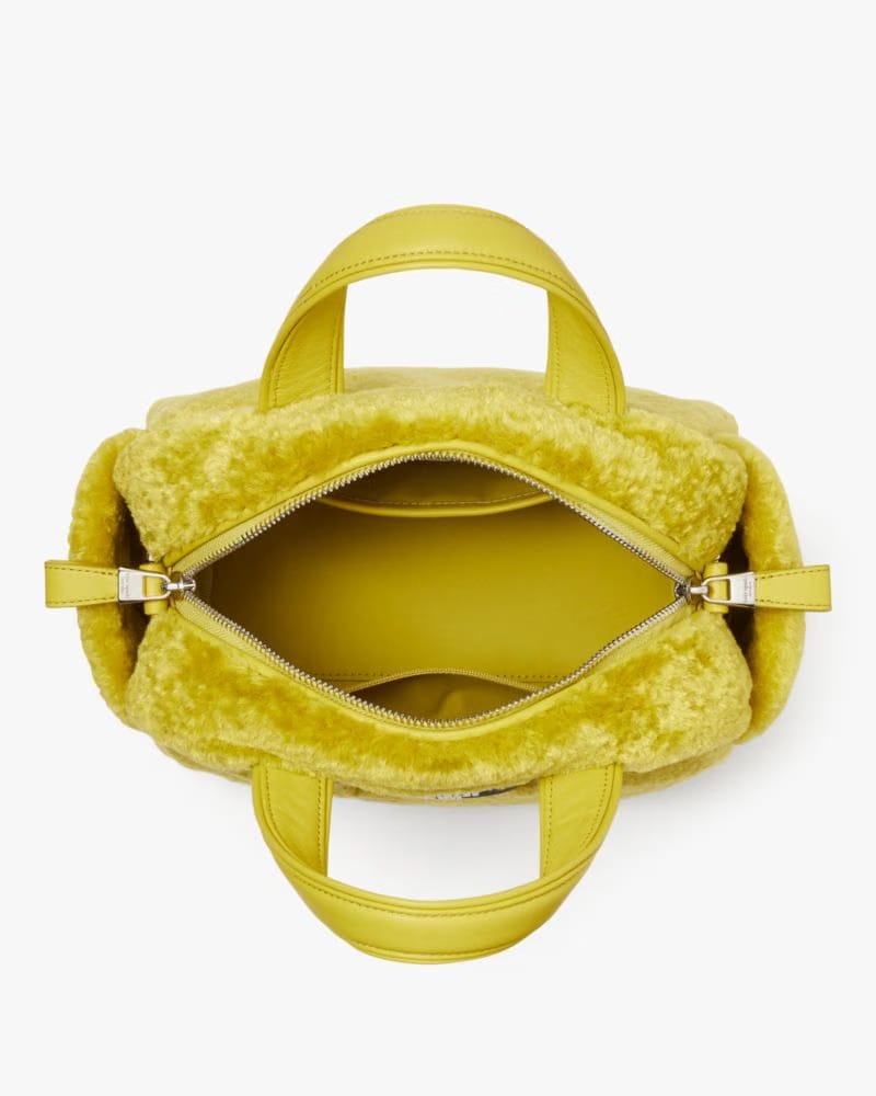 KateSpade Apres Chic Faux Shearling Satchel Citron Sapphire