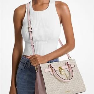 Michael Kors Hamilton Medium Matelasse Satchel Pale Ocean