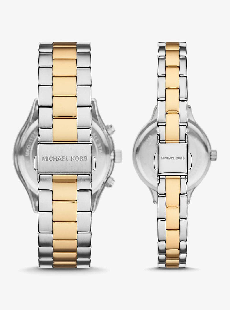 Michael Kors Aspyn His and Hers Pave Two-Tone Watch Set Two Tone