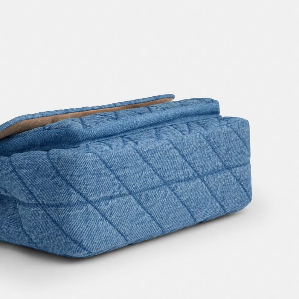 Coach Elodie Crossbody Bag In Regenerative Cotton With Quilting Gold Indigo