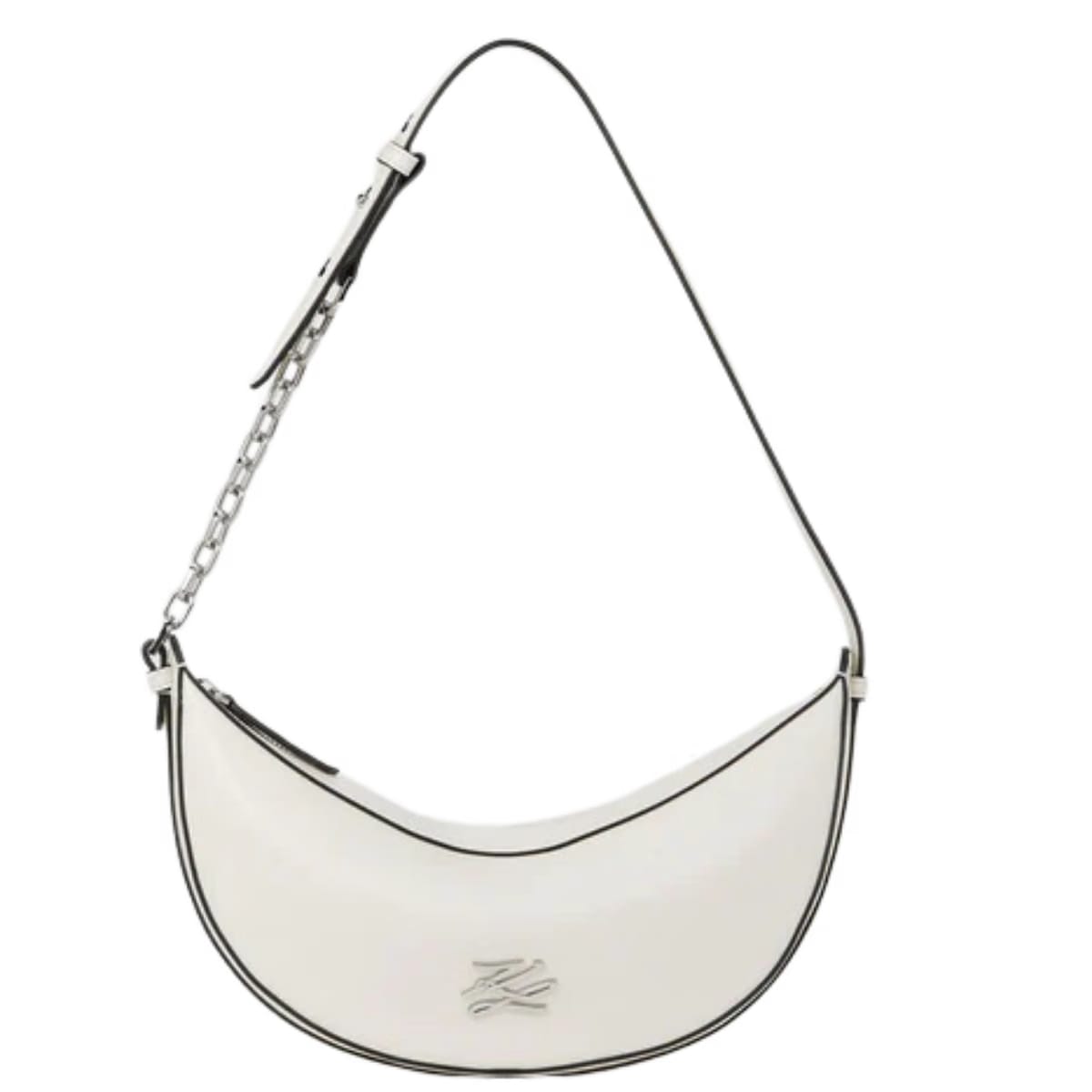 KarlLagerfeld Kautograph Small Moon Bag Off White
