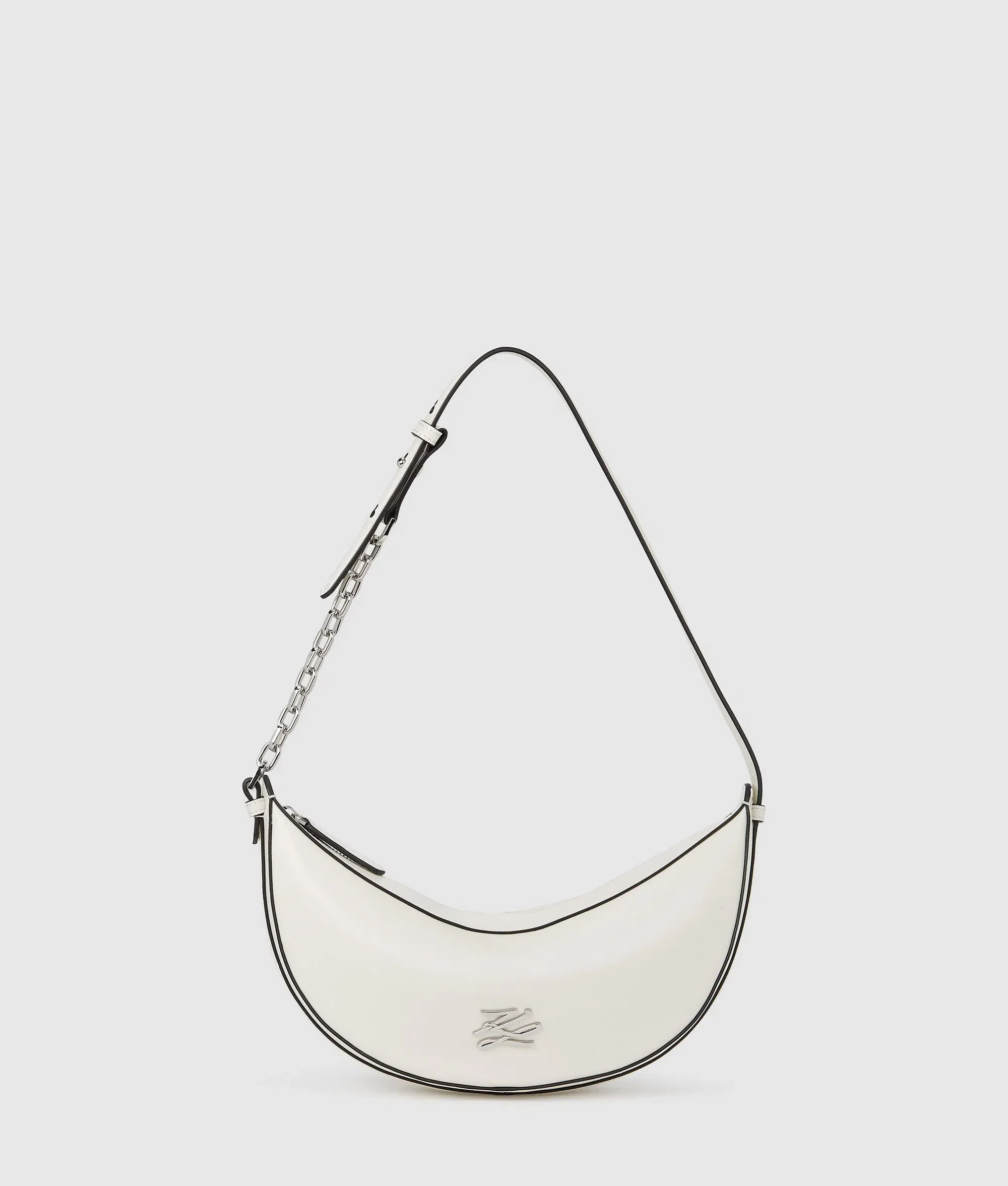 KarlLagerfeld Kautograph Small Moon Bag Off White