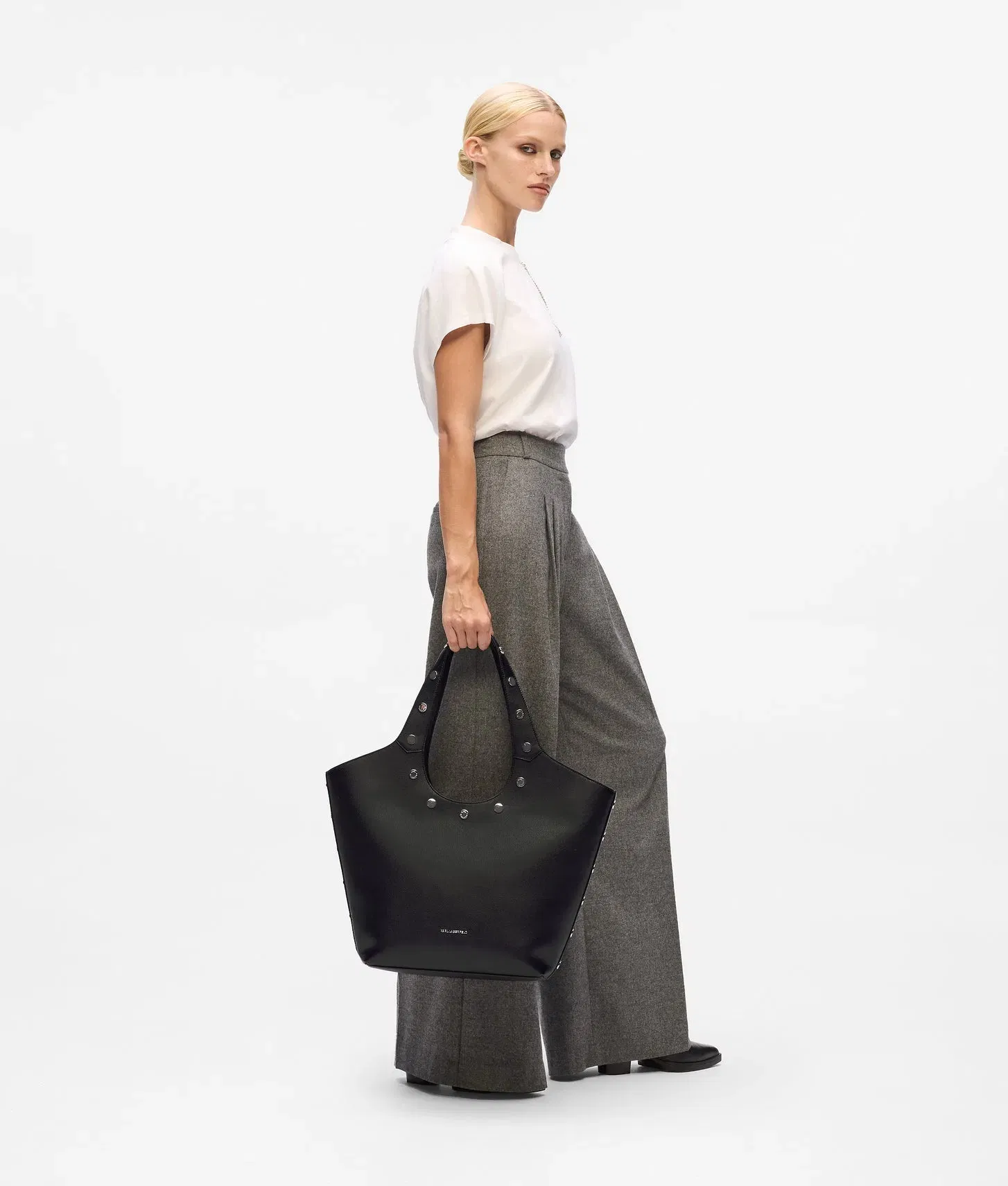 KarlLagerfeld Krocky Marais Medium Tote Bag Black-Nickel