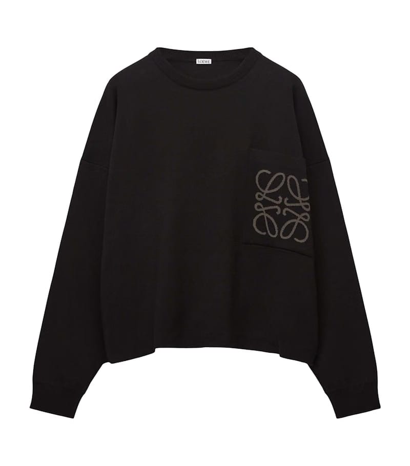 LOEWE Anagram Pocket Cotton And Viscose Sweater Black