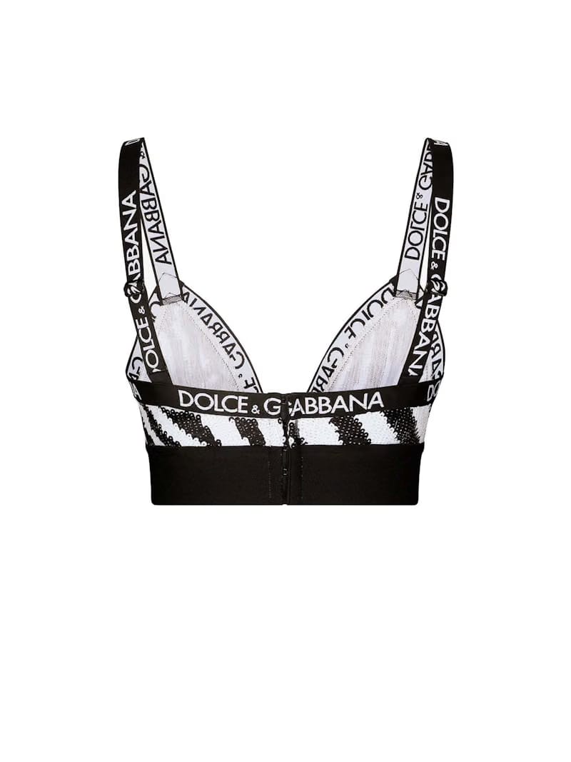 Dolce & Gabbana Woman Animalier Motif Sequined Top Black