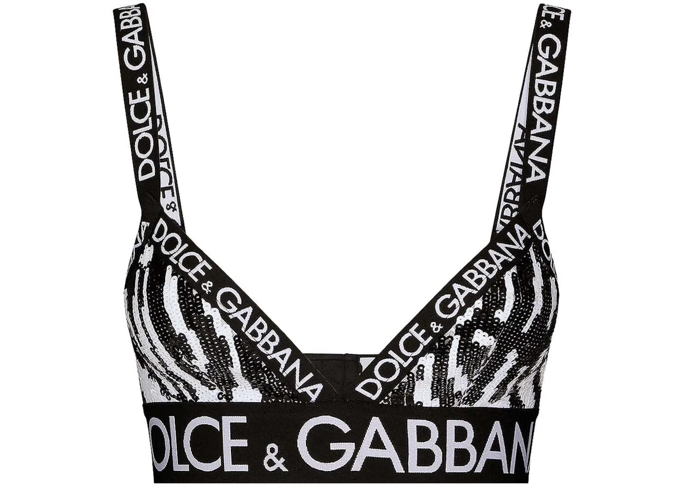 Dolce & Gabbana Woman Animalier Motif Sequined Top Black