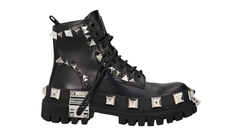Dolce Gabbana Studded Combat Boots Lace Up (Women's) Black