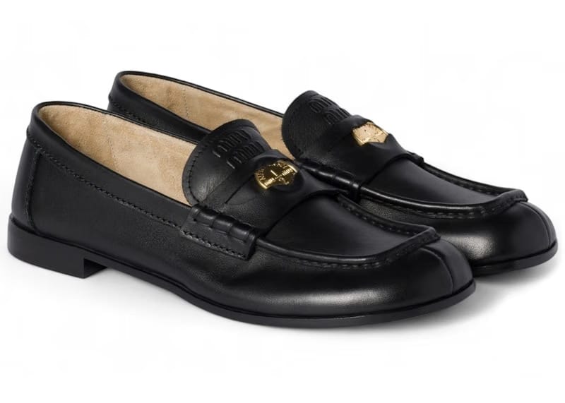 Miu Miu Leather Penny Loafers Black (Women's)