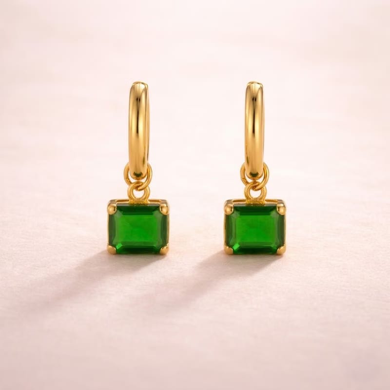 Verdant Jewel Drop Hoops