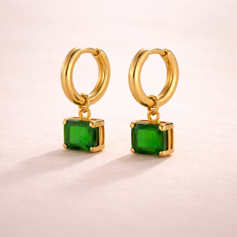 Verdant Jewel Drop Hoops