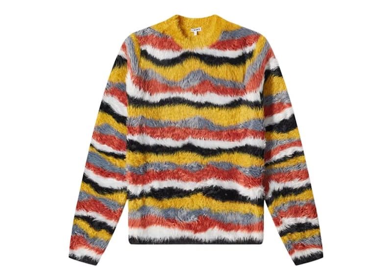 LOEWE Multicolour Stripe Knit Sweater Brown Multitone