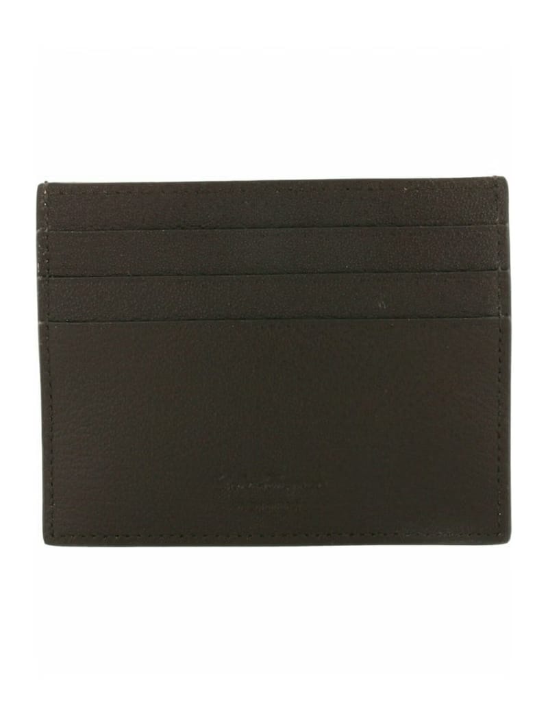 Ferragamo Textured Gancini Card Holder Brown