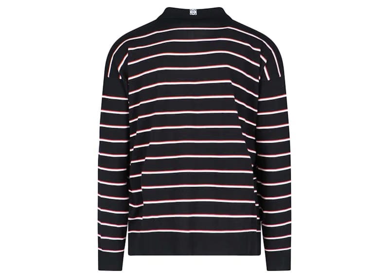 LOEWE Polo Cotton Sweater Black/Red/White
