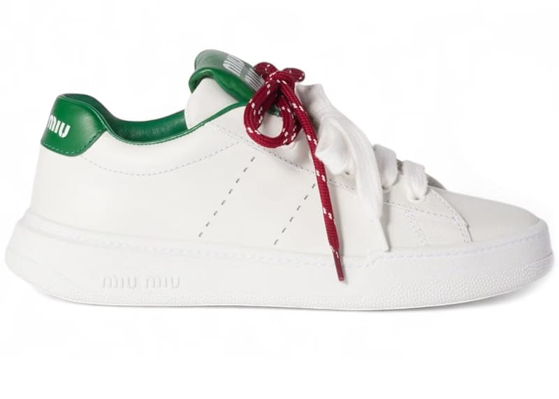 Miu Miu Leather Sneakers White Green Double Lace (Women's)