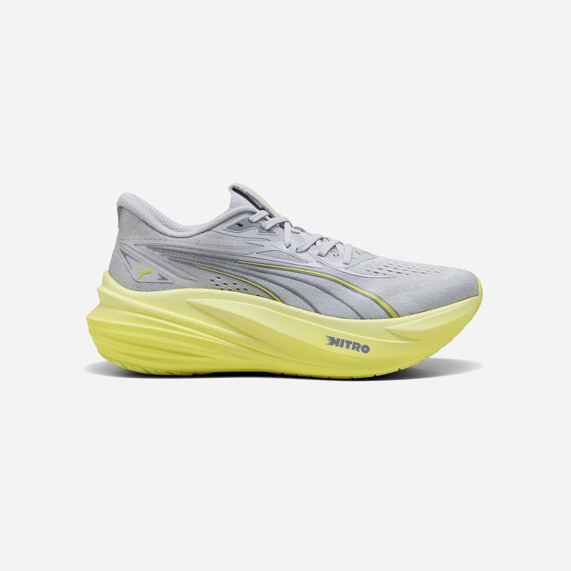 Puma MagMax NITRO 2 Road Running Shoes Vibrant Silver Lux Lime