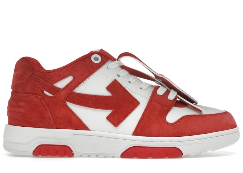 OFF-WHITE Out Of Office OOO Low Tops Brick Red White Suede
