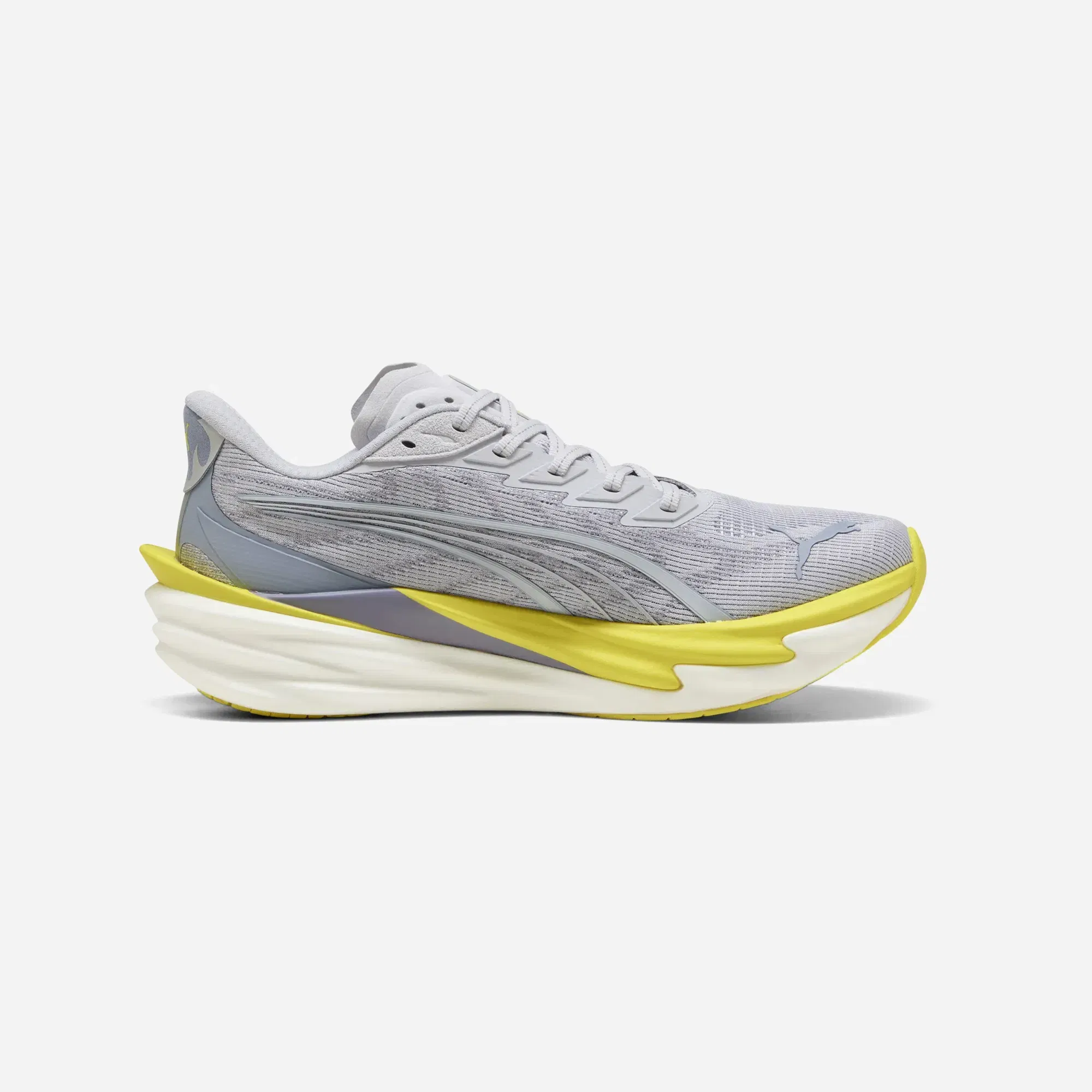 Puma Deviate NITRO 4 Road Running Shoes Vibrant Silver Lux Lime