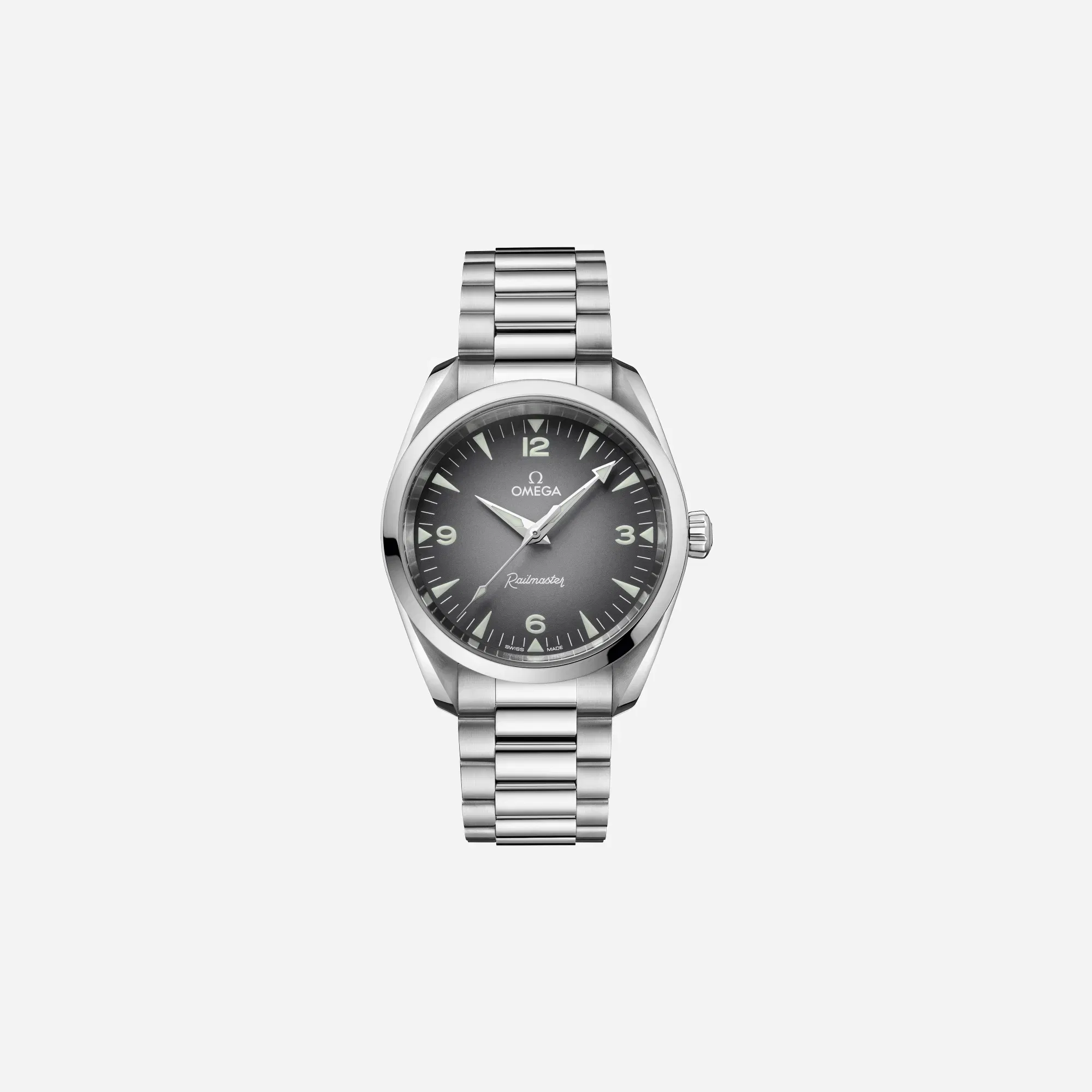 Omega Seamaster Railmaster Grey Black Gradient Dial Stainless Steel Strap Watch - 235.10.38.20.06.001