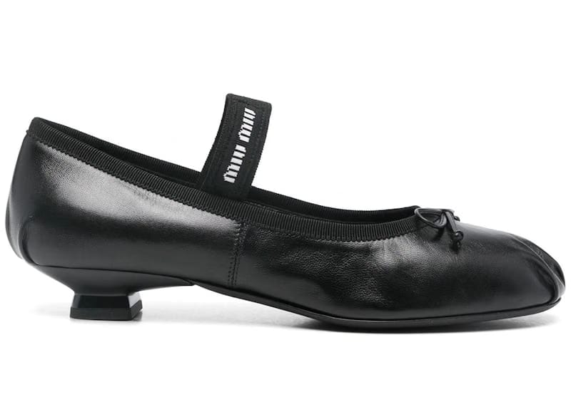 Miu Miu Leather Ballerinas Pumps Black (Women's)