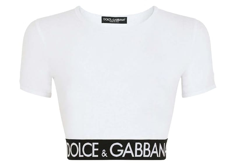 Dolce & Gabbana Logo Waistband Cropped Top White