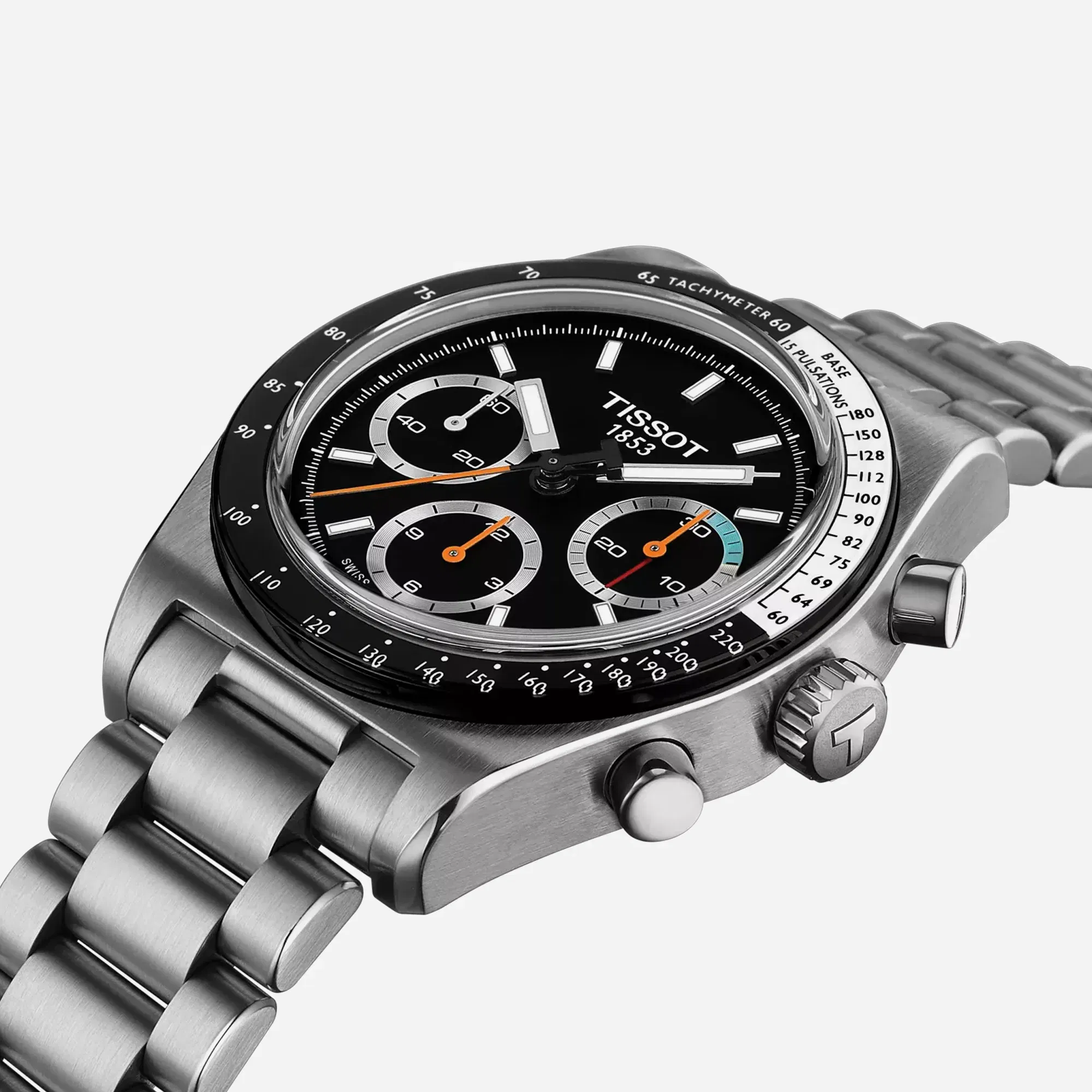 Tissot PR516 Mechanical Chronograph Black Dial Silver Stainless Steel Watch