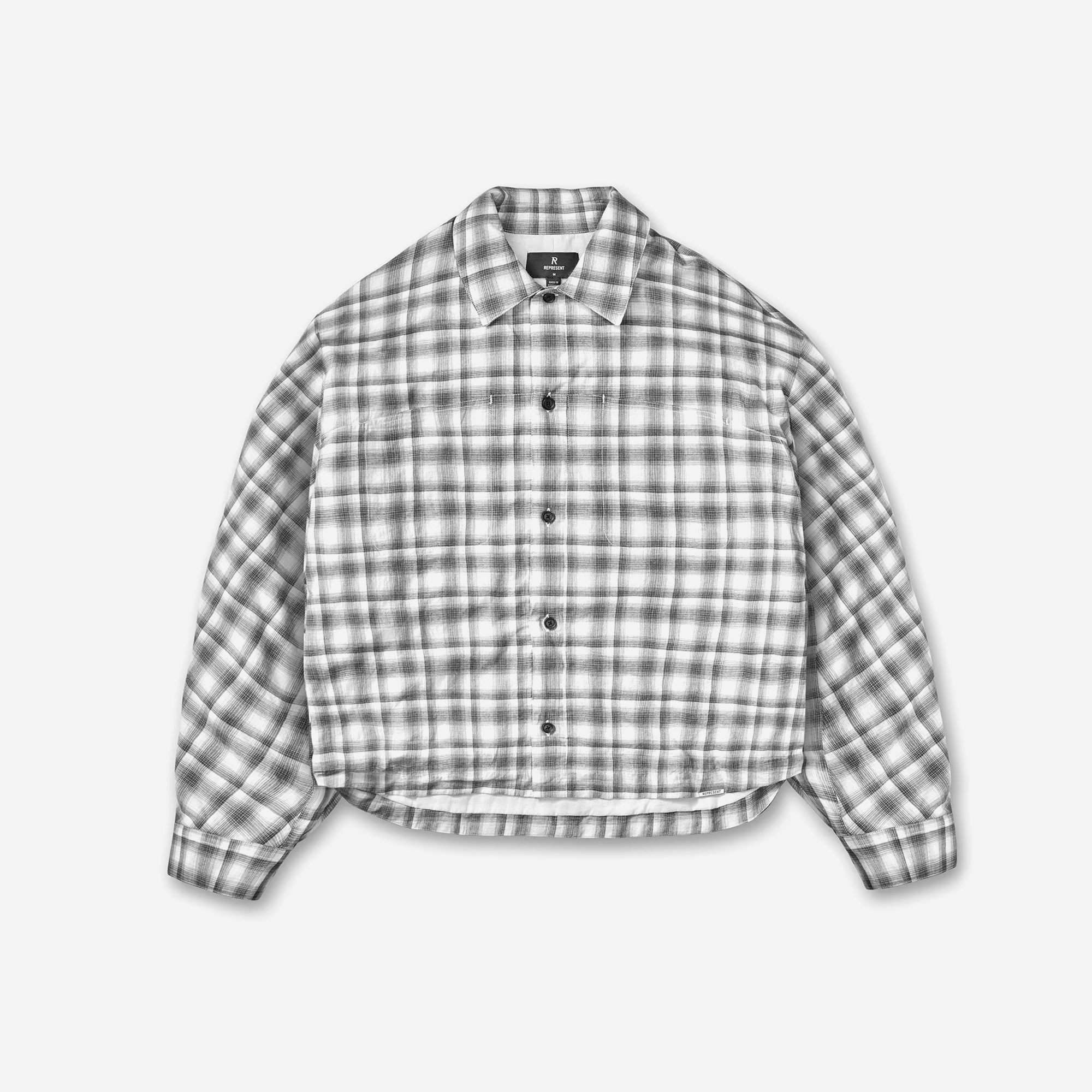 Represent Arch Flannel Shirt Flat White Jet Black SS26