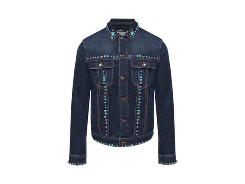 Dolce & Gabbana Studded Denim Jacket Blue
