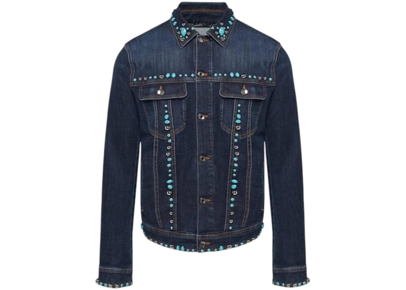 Dolce & Gabbana Studded Denim Jacket Blue