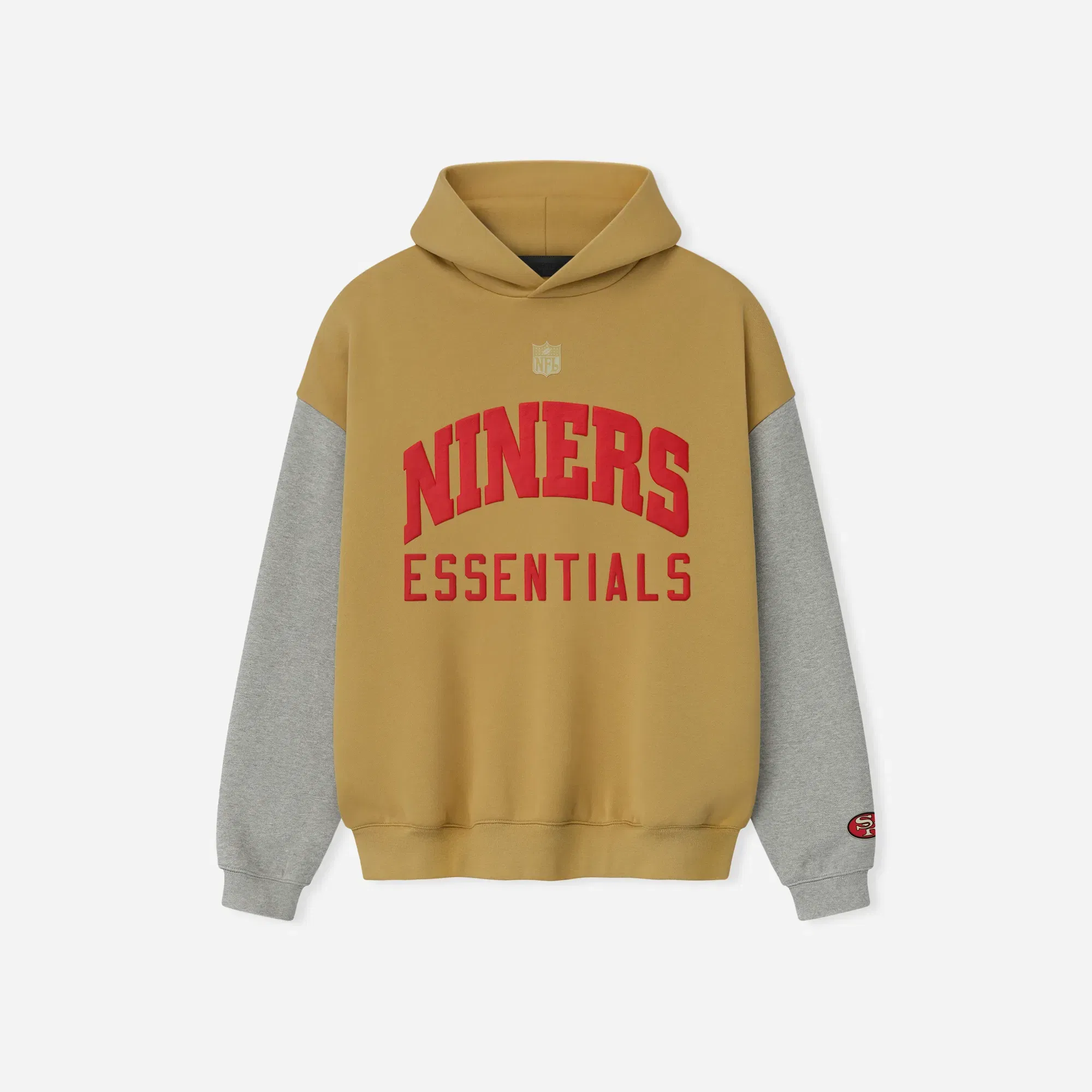 Fear Of God Essentials Forty Niners Sport Hoodie Prairie Sand Concrete Heather