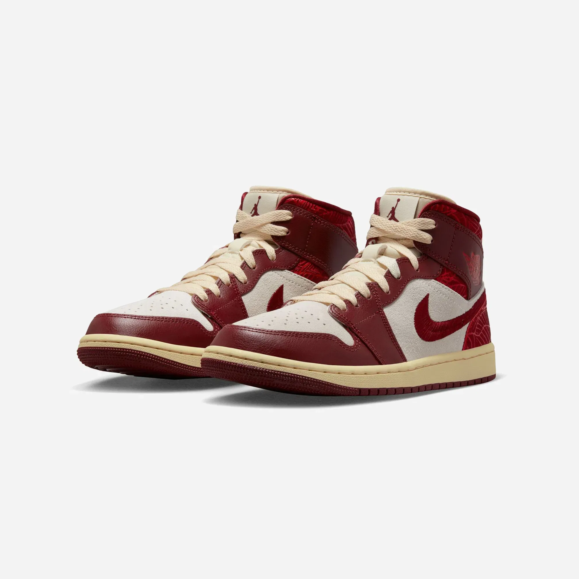 Nike Air Jordan 1 Mid SE Tiki Leaf Team Red WMNS