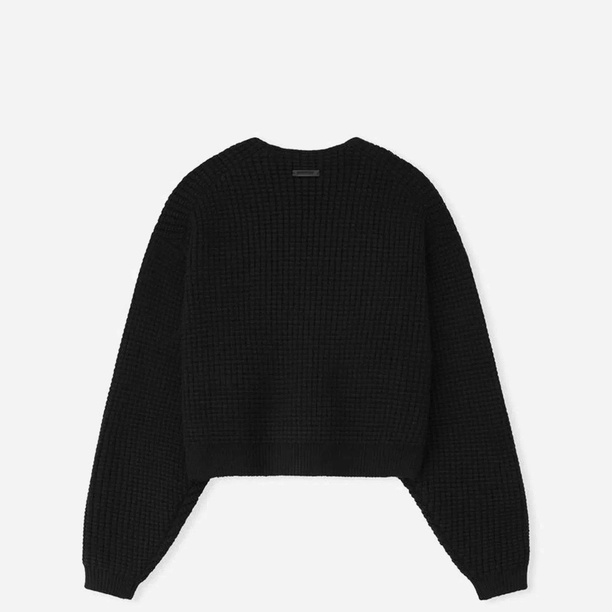 Fear Of God Essentials Womens Heavy Waffle 90s Crewneck Sweater Vintage Black