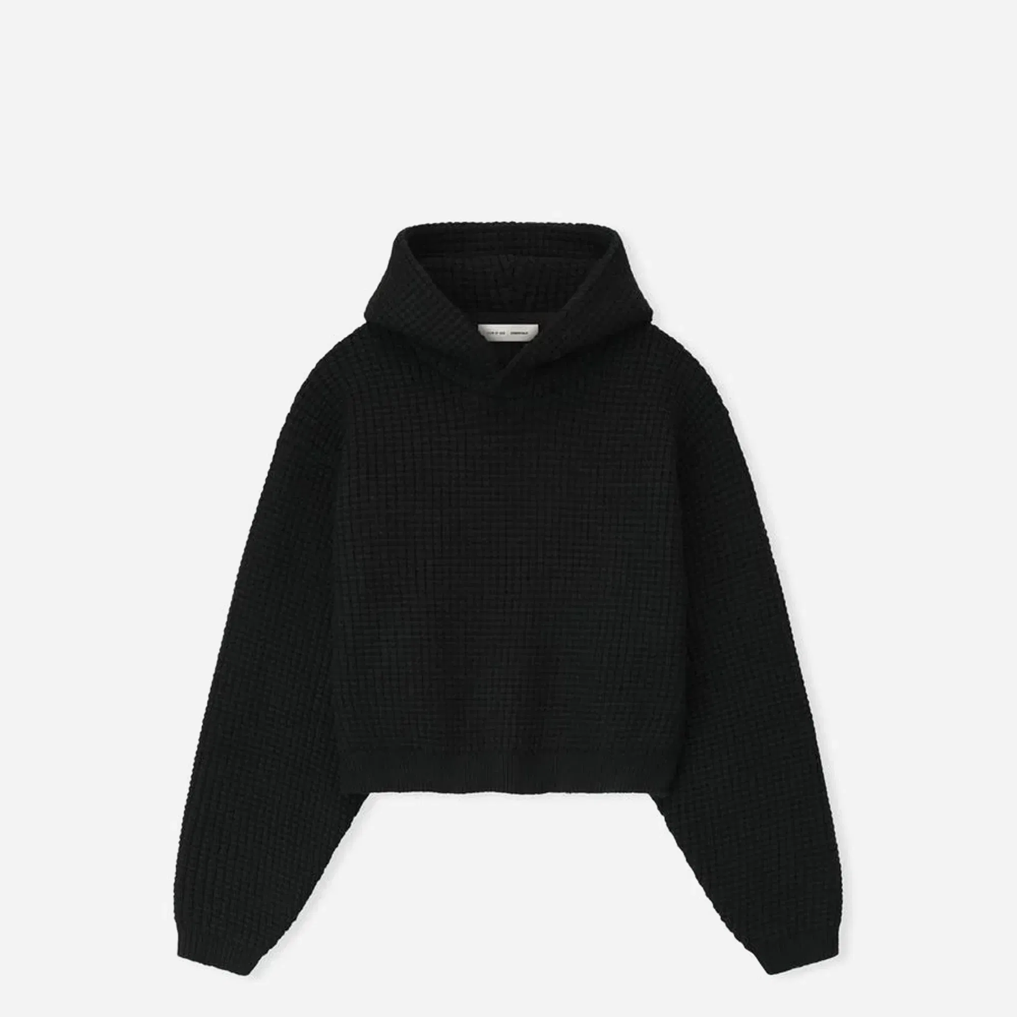 Fear Of God Essentials Womens Heavy Waffle 90s Hoodie Vintage Black