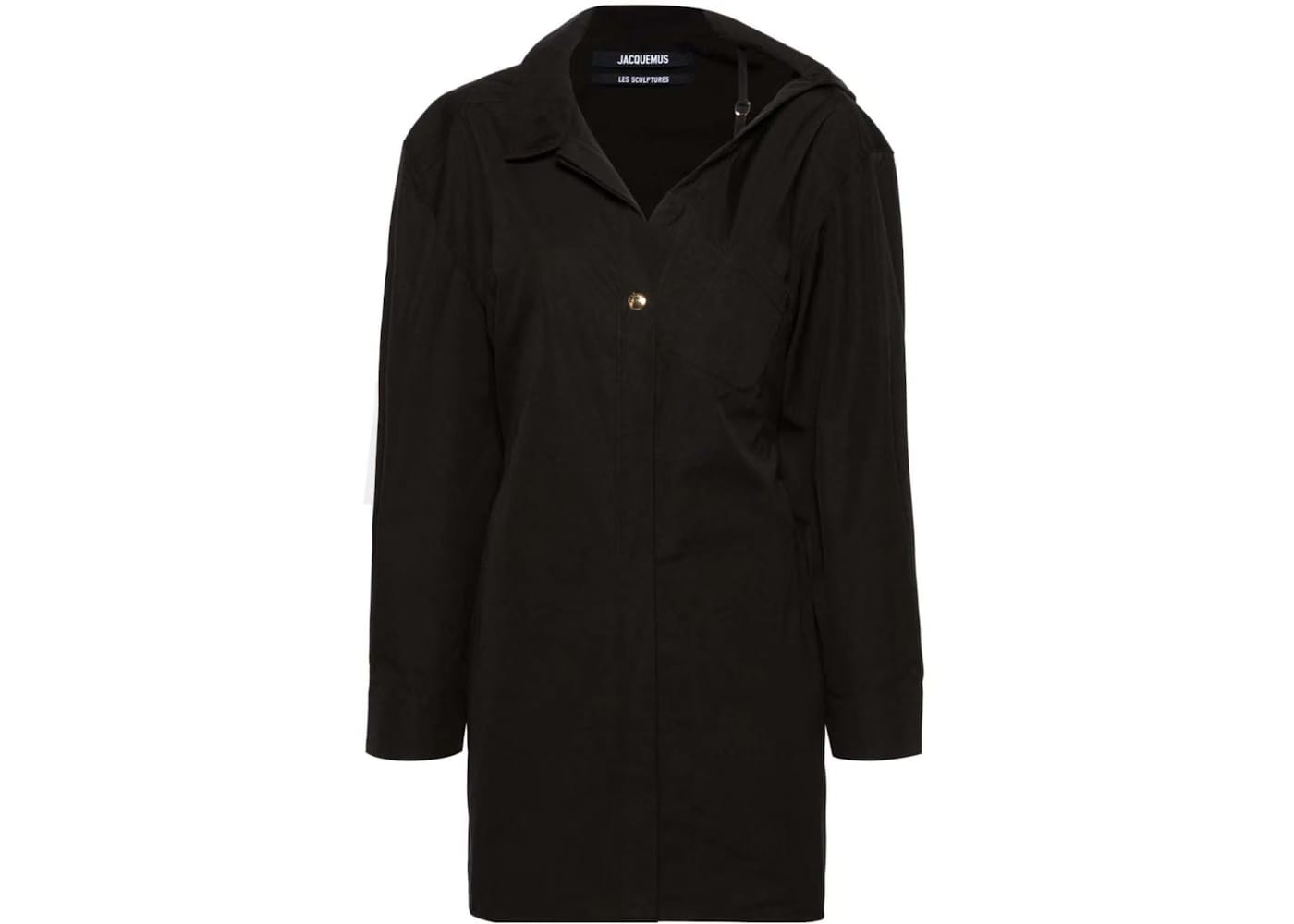 Jacquemus Asymmetric-Neck Shirt Mini Dress Black