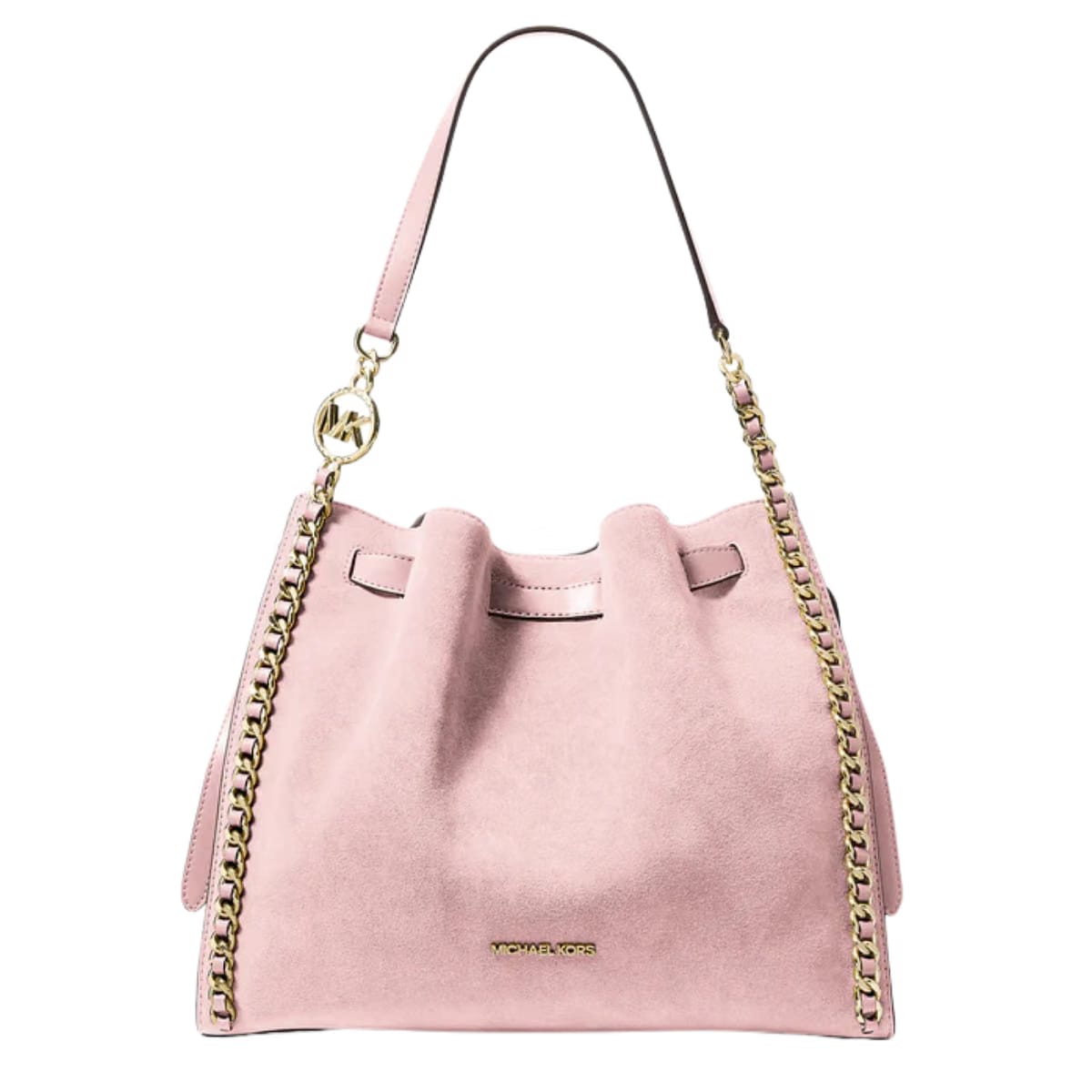 Michael Kors Mina Large Suede Chain Shoulder Bag Powder Blush