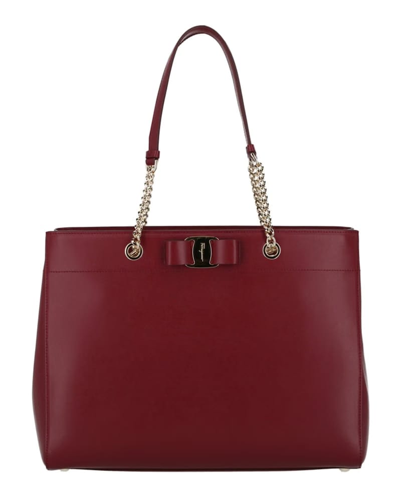 Ferragamo Vara Bow Smooth Leather Tote Carmine