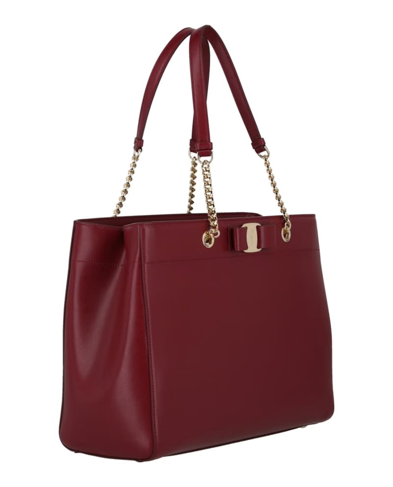 Ferragamo Vara Bow Smooth Leather Tote Carmine