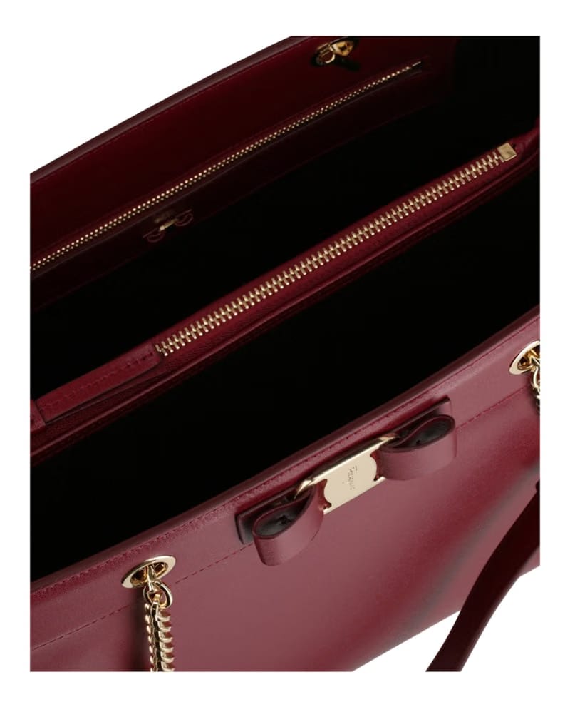 Ferragamo Vara Bow Smooth Leather Tote Carmine